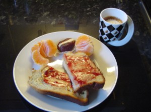 Breakfast 1/1/10 Brioche, peanut butter and jam