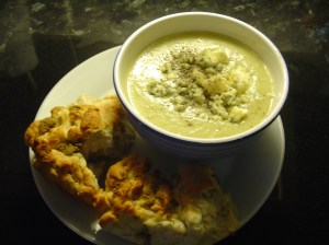 Lunch 1/1/10 Leek and Potato soup with Foccacia