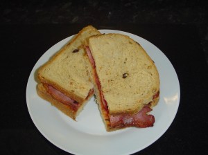 Bacon sandwich with ketchup