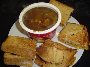 Soup, Cheese and Onion Toastie