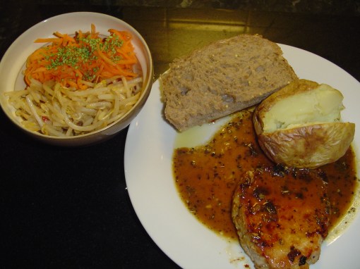 Mustard Maple Pork and salads